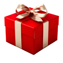 red gift box x white ribbon  isolated transparent or white background png