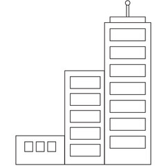 Digital png illustration of elevations of buildings on transparent background