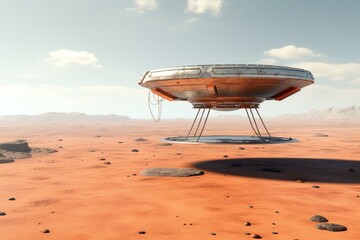 3D render of a solitary landing pad with a covering. Generative AI