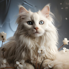 a Siamese cat on a white background