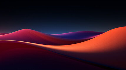 Minimalist smooth waves visualization, Mountain sunset abstract landscape illustration | Generative AI