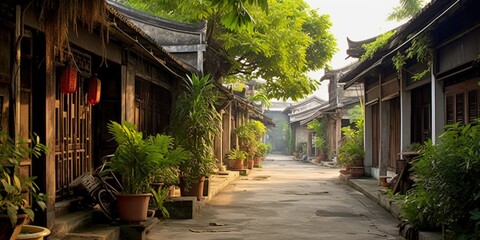 Fototapeta na wymiar Buildings and hutongs with local characteristics, Hainan Island, China.