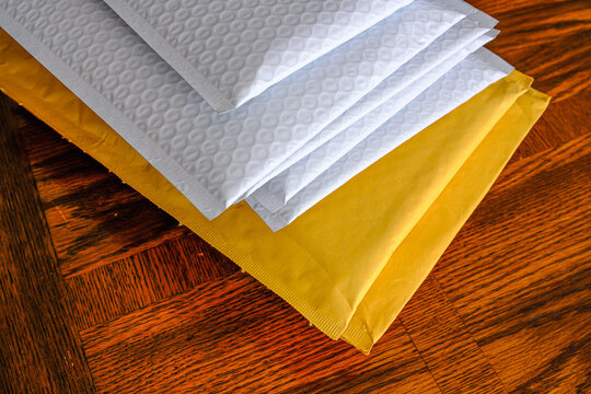 Stack of bubble mailers to mail documents