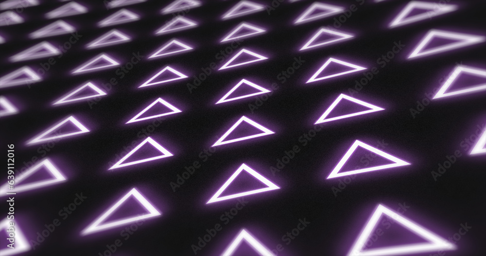 Poster abstract pattern of glowing geometric triangles loop futuristic hi-tech black background