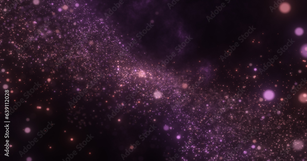 Poster abstract purple energy magic round particles round with bokeh effect glowing background