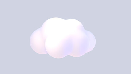 3d rendered cartoon cloud on a gray background.