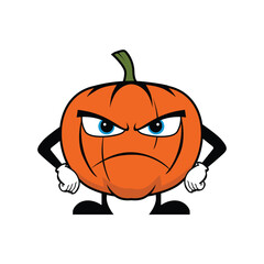Angry Pumpkin Mascot Cartoon Character