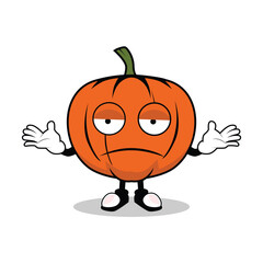 Pumpkin Cartoon Mascot with confused gesture