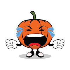 Crying Pumpkin Mascot Cartoon Character