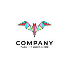 Colorful bat illustration logo isolated on white background