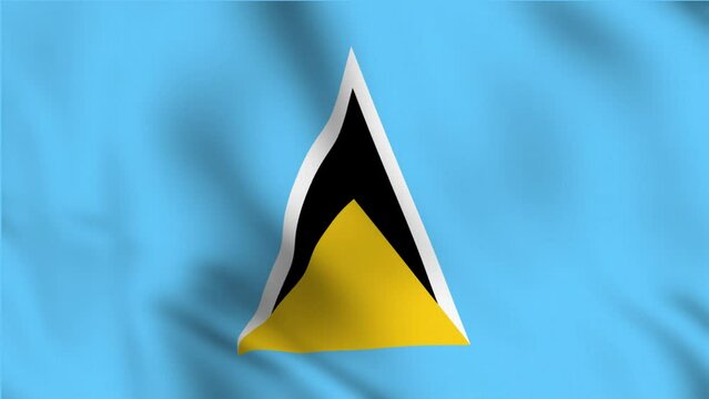 Saint Lucia national flag video. 3D Saint Lucia flag waving seamless loop video animation