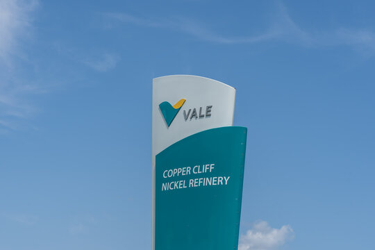 Ground signage for Vale Copper Cliff Nickel Refinery is seen in Greater Sudbury, Ontario, Canada, on July 23, 2023. 