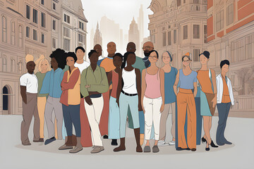 various people walking in the city. Generate AI