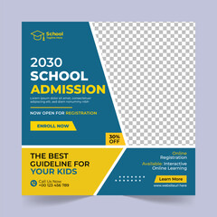 School Admission social media post design template, Back to school social media template or banner design template, Admission social media post design,School Admission promotional banner