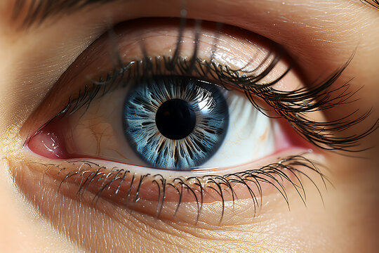 Macro photo of the woman blue eye