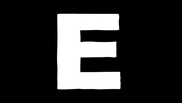 E letter big forming cartoon animation. Compatibile part of alphabet serie. Hand drawn bold educational style for children. Good for education movies, presentation, learning alphabet, etc...