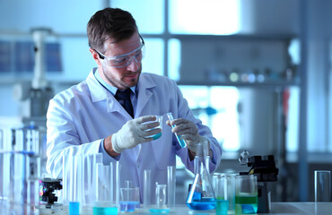 Veteran researcher experimenting in the lab