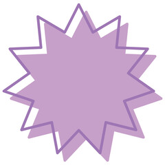 吹き出しのイラスト7【線とずらし塗り（紫）】