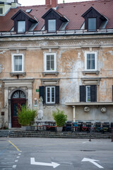 Fototapeta na wymiar Art, historic buildings and colors of the Slovenian capital. Ljubljana.