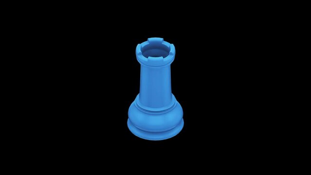 Chess Piece 3D Isometric Animated Icon Isolated on black Background. 4K Ultra HD ProRes 4444, Video Motion Graphic Animation.