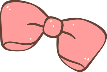 Cute pink hair bow doodle outline illustration