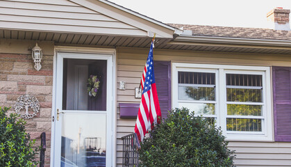 US flag waves proudly, embodying unity and freedom, evoking patriotism on American holidays