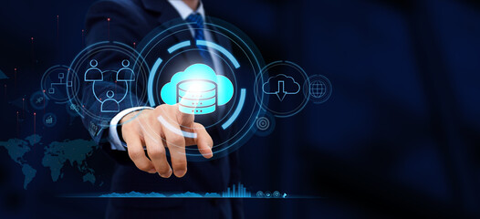 Internet, business, technology, and network concepts Web Hosting. social networking and digital communication technology concept background.