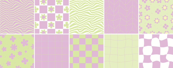 set of patterns backgrounds in trendy retro