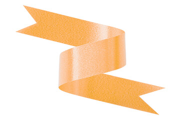 Orange gift bow ribbon isolated on transparent background.