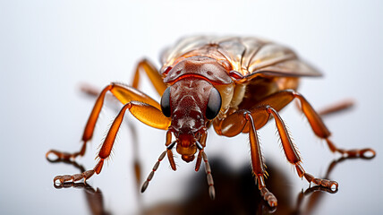 macro photo of red beetle