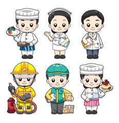 People professions and occupations cartoon vector set