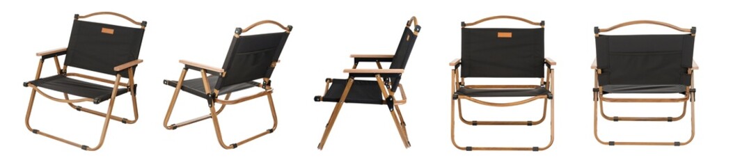 folding camp chair isolated on white background. - obrazy, fototapety, plakaty