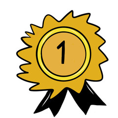 gold medal with ribbon