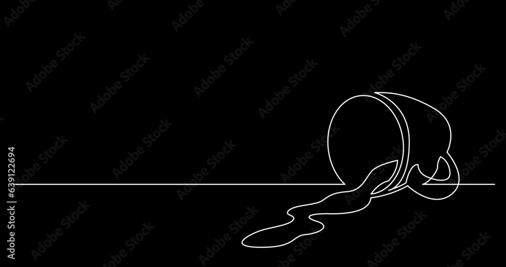 Sticker continuous line drawing vector illustration with FULLY EDITABLE STROKE of tea or coffee drinks as a concept of cafe on black background