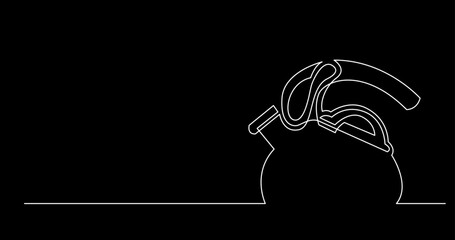 continuous line drawing vector illustration with FULLY EDITABLE STROKE of tea or coffee drinks as a concept of cafe on black background