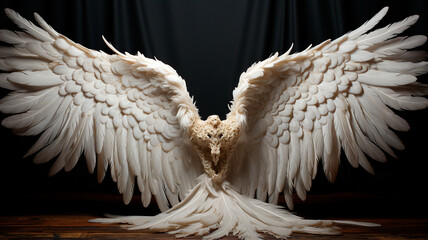 white angel wings with white feather