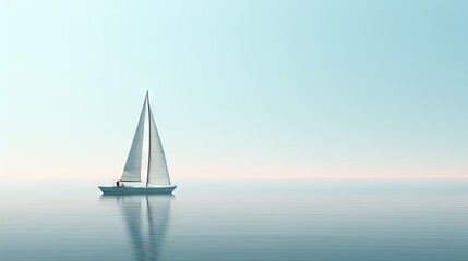  a sailboat floating in the middle of a calm ocean.  generative ai