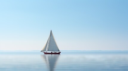 Naklejka premium a sailboat floating in the middle of a large body of water. generative ai