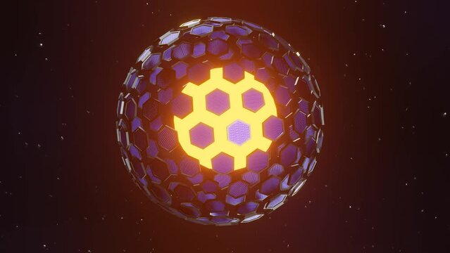 Rotating Dyson sphere is harvesting solar energy from the sun in the universe 3d rendering