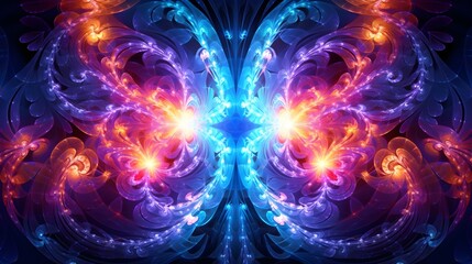 Nebulous Vortex Hypnotic Abstract Neon Fractal Wallpaper Spinning in a Celestial Space