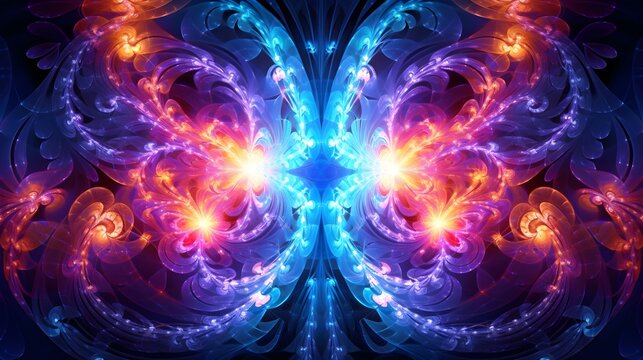 Nebulous Vortex Hypnotic Abstract Neon Fractal Wallpaper Spinning in a Celestial Space
