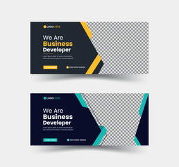 Corporate Facebook cover banner template set, web banner design, Social media post, creative Facebook cover, digital marketing agency banner template with modern layout. 
