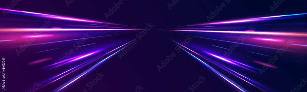 Aufkleber horizontal speed lines connection vector background. futuristic dynamic motion technology blue glowi