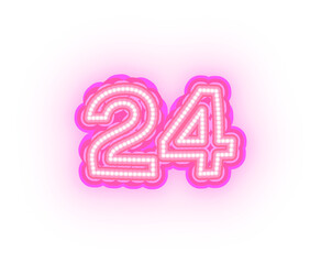 Pink Neon Alphabet Letters,  Numbers, And Signs On a Transparent Background