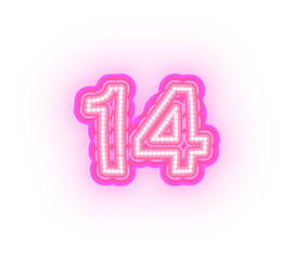 Pink Neon Alphabet Letters,  Numbers, And Signs On a Transparent Background