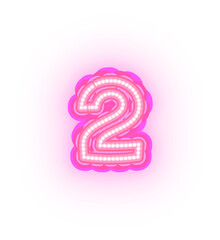 Pink Neon Alphabet Letters,  Numbers, And Signs On a Transparent Background