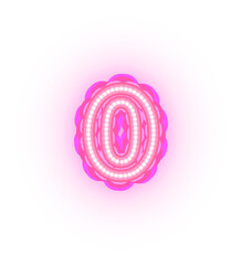 Pink Neon Alphabet Letters,  Numbers, And Signs On a Transparent Background