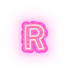 Pink Neon Alphabet Letters,  Numbers, And Signs On a Transparent Background