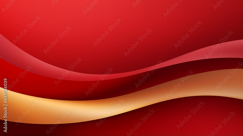 Poster elegant abstract golden line with red shade background