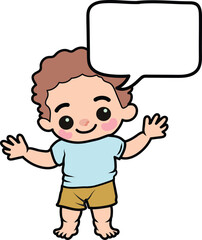 cartoon child with speech bubble vector icon